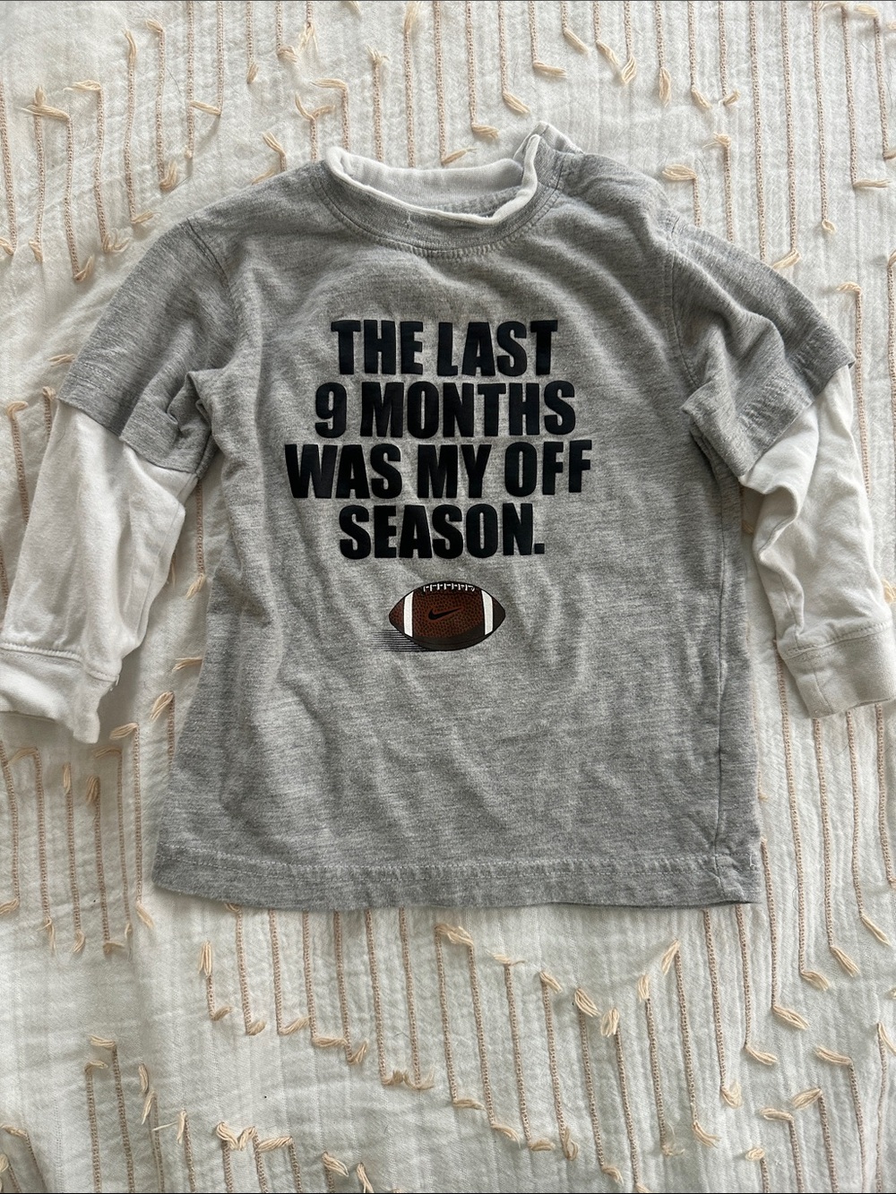 Nike Grey and White Long-Sleeve Layered-Look Football Tee